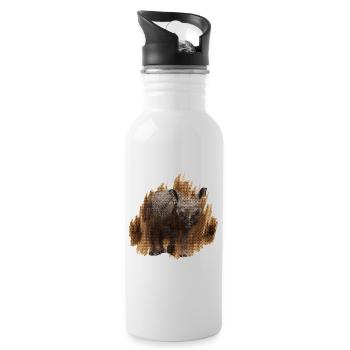 geschenkidee Tierliebhaber, Nashorn baby - Trinkflasche mit integriertem Trinkhalm - Weiß - Rechts