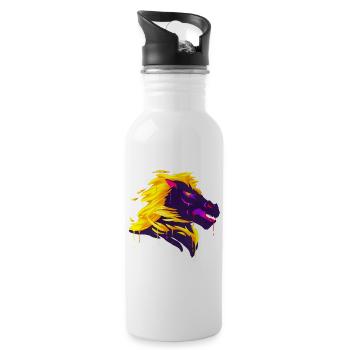 Ein Schönes und Lustiges Nightmare Pferd auf Feuer - Trinkflasche mit integriertem Trinkhalm - Weiß - Rechts