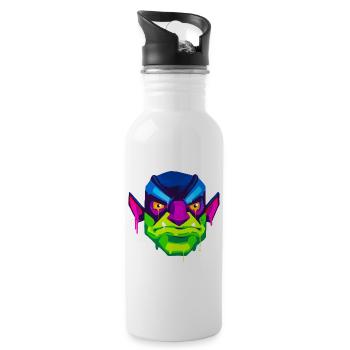 Ein Schönes und lustiges Ork Monster Design - Trinkflasche mit integriertem Trinkhalm - Weiß - Rechts