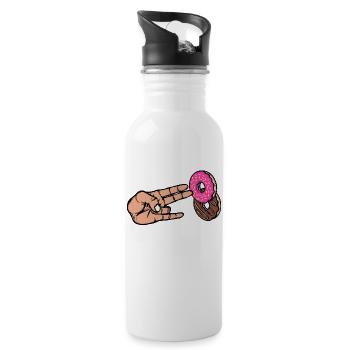 Nachspeise Donut Süßigkeiten Lecker Naschen - Trinkflasche mit integriertem Trinkhalm - Weiß - Rechts