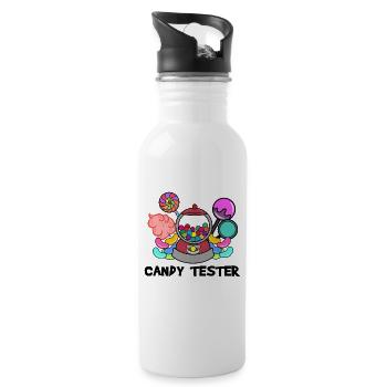 Bonbon Süßigkeiten Statement Nachspeise Naschen - Trinkflasche mit integriertem Trinkhalm - Weiß - Rechts