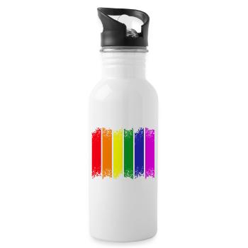 Regenbogenstreifen Pride - Trinkflasche mit integriertem Trinkhalm - Weiß - Rechts