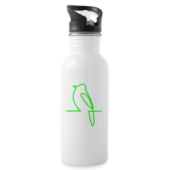 Glowing Bird Line Art - Water bottle with straw - white - Right