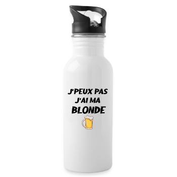 J'peux pas j ai ma blonde - Gourde avec paille intégrée - blanc - Droite