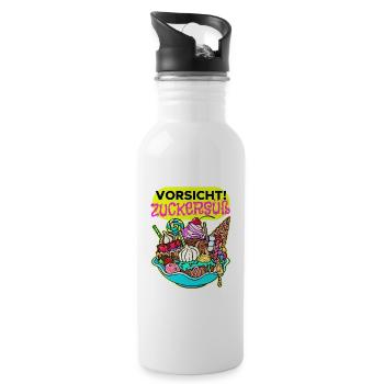 Süßigkeiten Schokolade Statement Nachspeise Bonbon - Trinkflasche mit integriertem Trinkhalm - Weiß - Rechts
