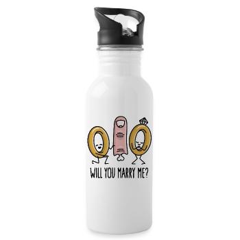 Voulez-vous m’épouser bagues de mariage en mariage - Gourde avec paille intégrée - blanc - Droite