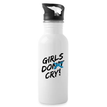 Girls Do Cry! Schwarzes Design - Trinkflasche mit integriertem Trinkhalm - Weiß - Rechts