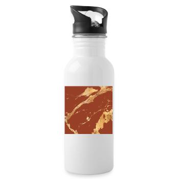 Brown-Gold Marble effect - Water bottle with straw - white - Right