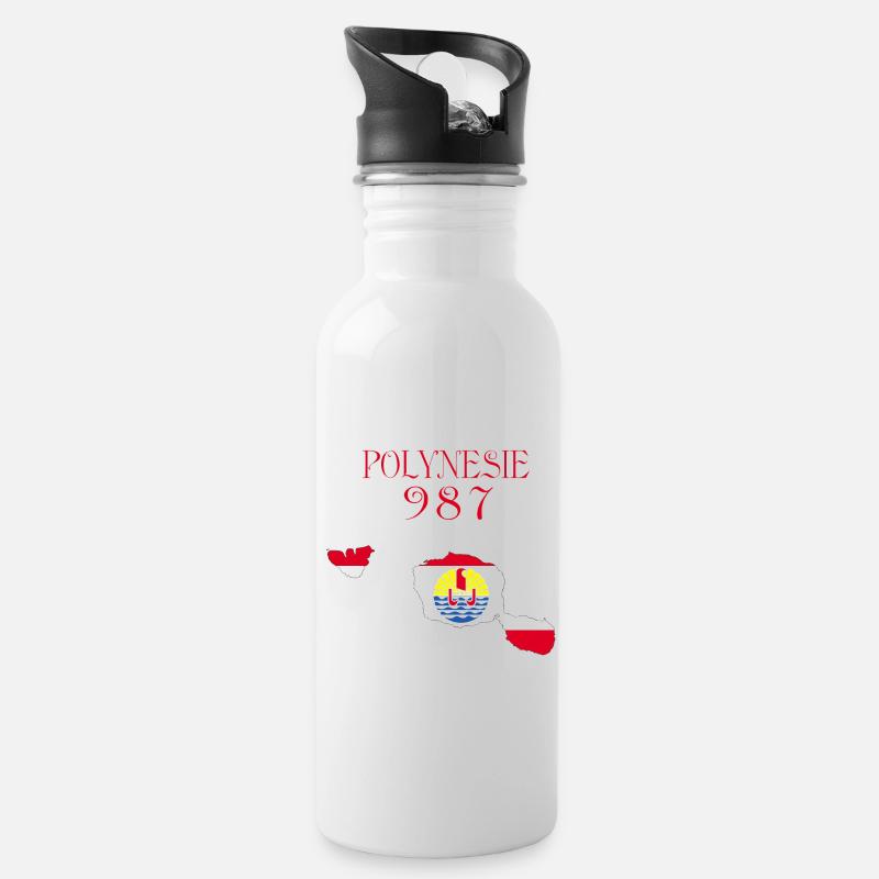 Polynésie - Gourde avec paille intégrée - blanc