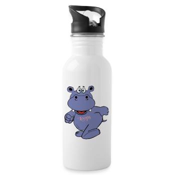 hippo nilperd jeunes enfants enfants bébé heureux - Gourde avec paille intégrée - blanc - Droite