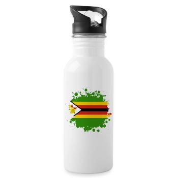 blob de drapeaux du Zimbabwe - Gourde avec paille intégrée - blanc - Droite
