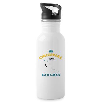 Bahamas Original 100% Flaggen Design - Trinkflasche mit integriertem Trinkhalm - Weiß - Rechts
