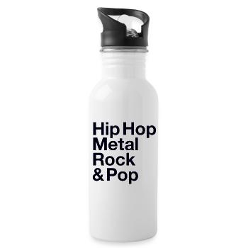 Hip Hop Metal Rock Pop Music Lovers - Water bottle with straw - white - Right
