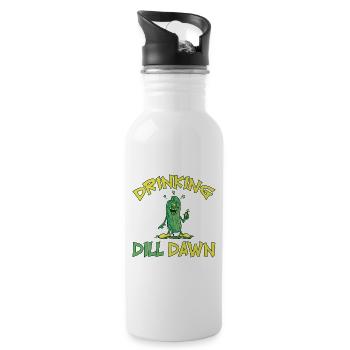 Drinking Dill Dawn Betrunkene Gurke Dillgurke - Trinkflasche mit integriertem Trinkhalm - Weiß - Rechts