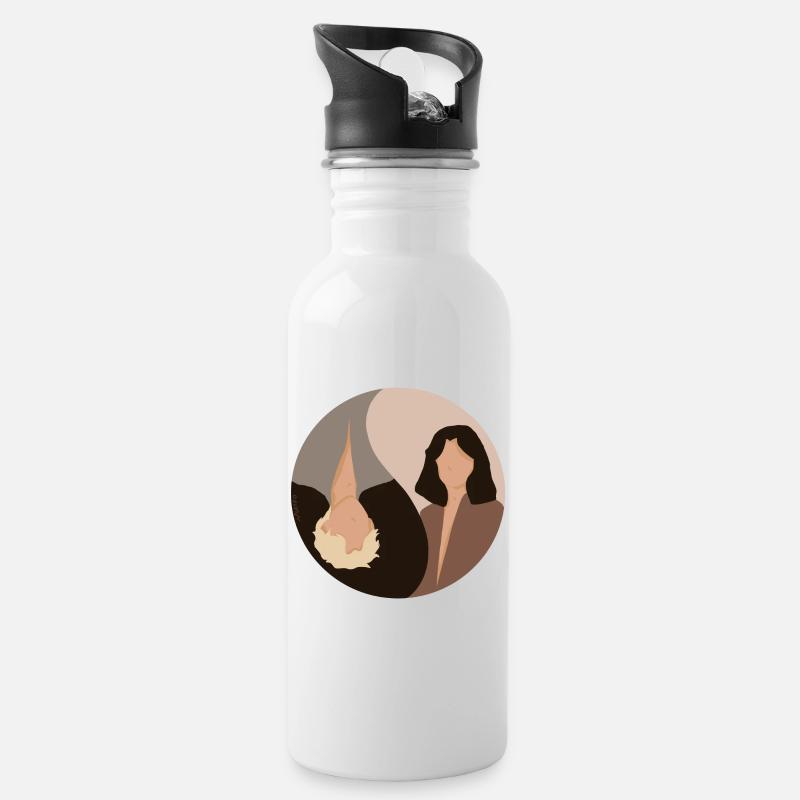 Couple Brunette and Blonde - Trinkflasche mit integriertem Trinkhalm - Weiß