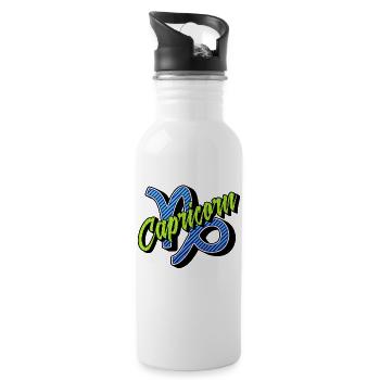 Horoscope Superstition Constellation Capricorn Saying - Water bottle with straw - white - Right