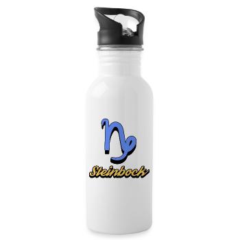 Tierkreiszeichen Horoskop Spruch Steinbock Himmel - Trinkflasche mit integriertem Trinkhalm - Weiß - Rechts