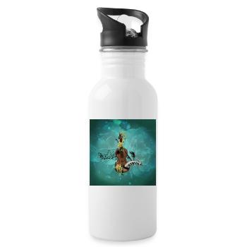 Wunderbare Geige mit Klavier und Blumen. - Trinkflasche mit integriertem Trinkhalm - Weiß - Rechts