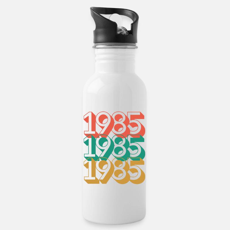 Anniversaire année 1985 / Vintage 1985 - Gourde avec paille intégrée - blanc