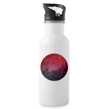 Galaktisches Farbenspiel auf Baumwolle - Trinkflasche mit integriertem Trinkhalm - Weiß - Rechts