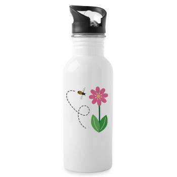 The Flower and the Bee - Water bottle with straw - white - Right