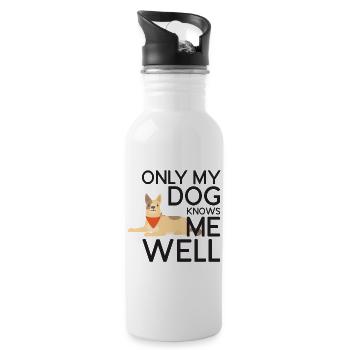 Only My Dog Knows Me Well - Water bottle with straw - white - Right