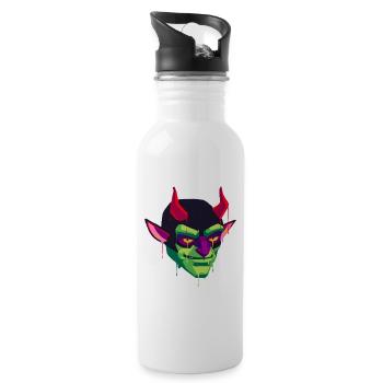 Ein Schönes und Gruseliges Teufel und Satan Design - Trinkflasche mit integriertem Trinkhalm - Weiß - Rechts