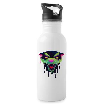 Ein Schönes und Gruseliges Panther Design - Trinkflasche mit integriertem Trinkhalm - Weiß - Rechts