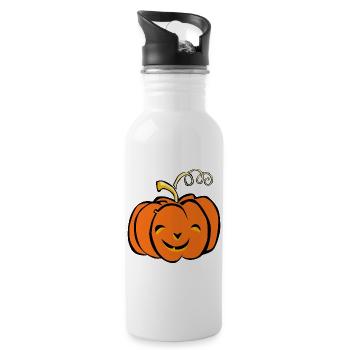Pumpkin Autumn Halloween Design Orange - Water bottle with straw - white - Right