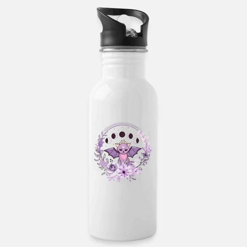 Moon Catbat - Water bottle with straw - white