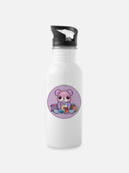 Give me all the candy teddy - Water bottle with straw - white