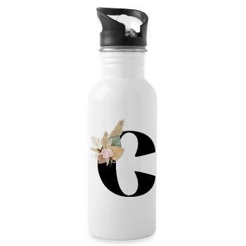Buchstabe C blühte - Trinkflasche mit integriertem Trinkhalm - Weiß - Rechts