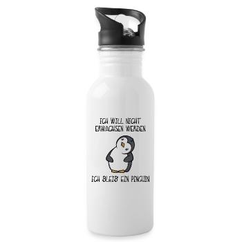 Lustig Süß Pinguin Tier Vogel Statement - Trinkflasche mit integriertem Trinkhalm - Weiß - Rechts