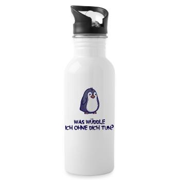 Tier Humorvoll Pinguin Statement Arktis Vogel - Trinkflasche mit integriertem Trinkhalm - Weiß - Rechts