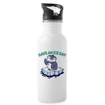 Cool Pinguin Eis Statement Vogel Tier Antarktis - Trinkflasche mit integriertem Trinkhalm - Weiß - Rechts