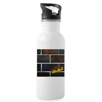 Vintage Schulmalerei mit Sprüchen - Trinkflasche mit integriertem Trinkhalm - Weiß - Rechts