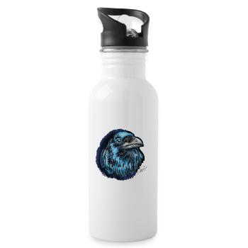 The Blue Raven, Animal Gifts - Water bottle with straw - white - Right