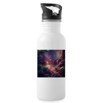 Wunderbare Fee in einer Fantasiewelt. - Trinkflasche mit integriertem Trinkhalm - Weiß - Rechts