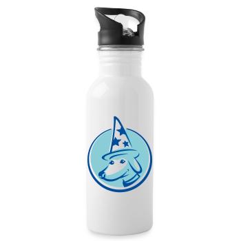 Zauberer Hund - Trinkflasche mit integriertem Trinkhalm - Weiß - Rechts