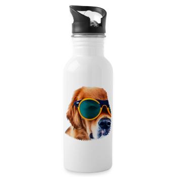 Dog with sunglasses Dog lover Dog owner - Water bottle with straw - white - Right