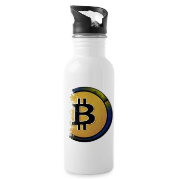 Bitcoin Krypto Währung neu virtuellen Lebens 2 - Trinkflasche mit integriertem Trinkhalm - Weiß - Rechts
