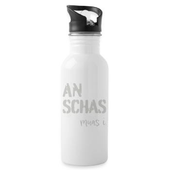An Schas muas i! Dialekt, Mundart - Trinkflasche mit integriertem Trinkhalm - Weiß - Rechts