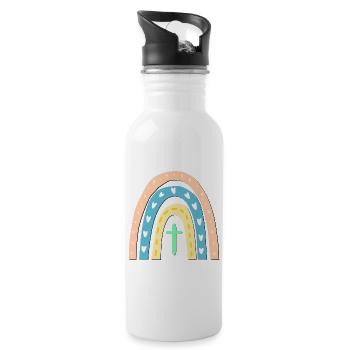 RELIGION DES ENFANTS - CROIX CHRÉTIENNE - ARC-EN-CIEL - Gourde avec paille intégrée - blanc - Droite