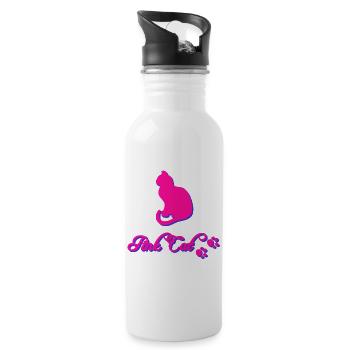 Pink cat, Tier tatzen, silhouetten - Trinkflasche mit integriertem Trinkhalm - Weiß - Rechts