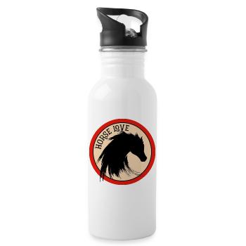 riding horse hobby sport horse love crest mane b - Water bottle with straw - white - Right