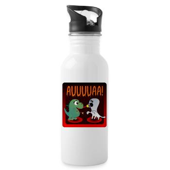 HALLOWEEN DINOSAURIER GEISTER - Trinkflasche mit integriertem Trinkhalm - Weiß - Rechts