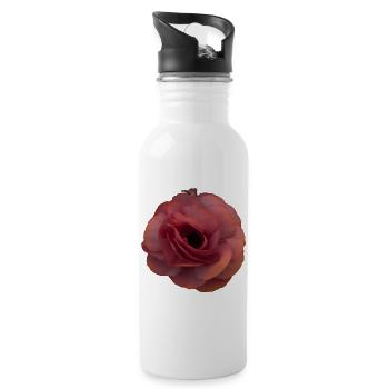 Rosa Rose Blütenpracht - Trinkflasche mit integriertem Trinkhalm - Weiß - Rechts