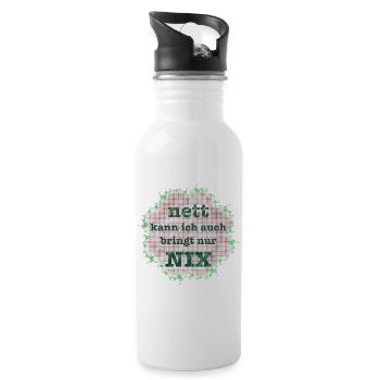 nett kann ich auch bringt nur nix - Trinkflasche mit integriertem Trinkhalm - Weiß - Rechts