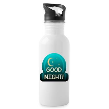Gute Nacht - Schlafen - Trinkflasche mit integriertem Trinkhalm - Weiß - Rechts