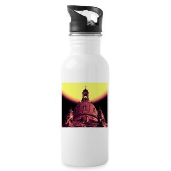 Frauenkirche Dresden - Lokale KI Kunst #999 - Trinkflasche mit integriertem Trinkhalm - Weiß - Rechts